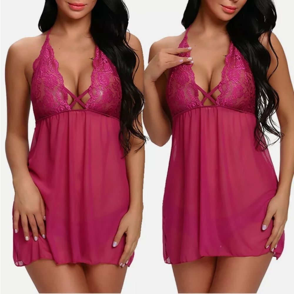 Plus Size Babydoll Women Sleepwear Thong Dress